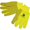 Double Palm Canvas Work Gloves w/ Black PVC Dots Yellow